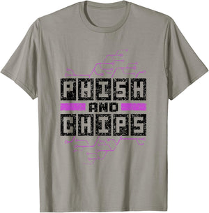 Phish And Chips Hacker Hacking Computer It Hack T-Shirt - T-Shirt | Sand