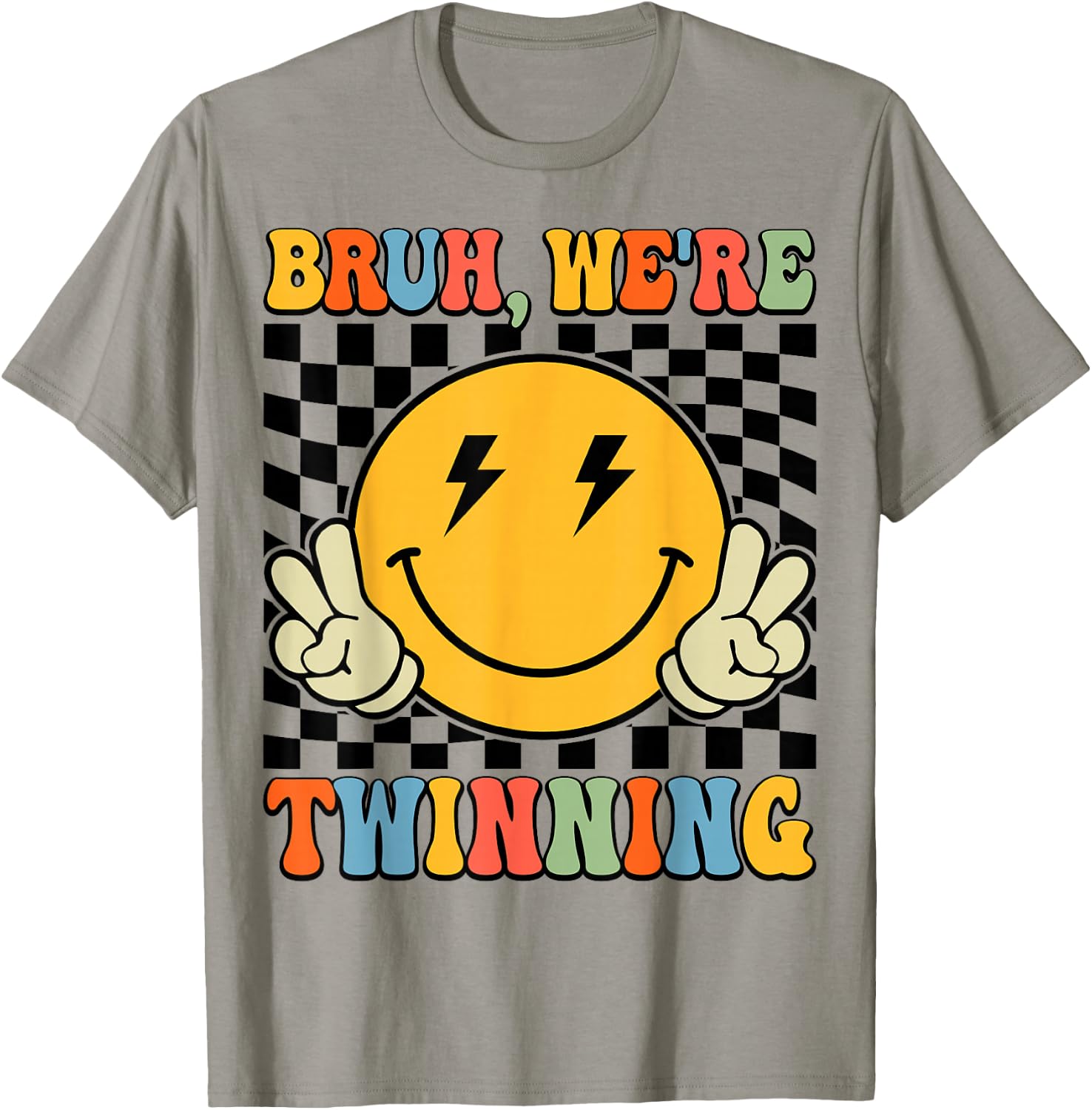 Bruh We're Twinning Retro Twin Day Spirit Week Boys Kids T-Shirt - T-Shirt | Sand