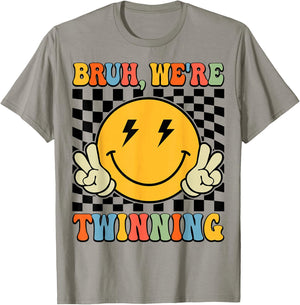 Bruh We're Twinning Retro Twin Day Spirit Week Boys Kids T-Shirt - T-Shirt | Sand