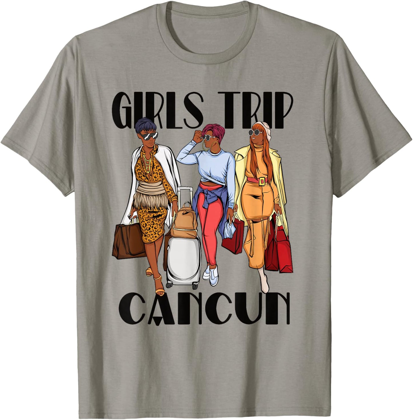 Girls Trip Cancun 2026 Mexico Vacation Weekend Black Women T-Shirt - T-Shirt | Sand