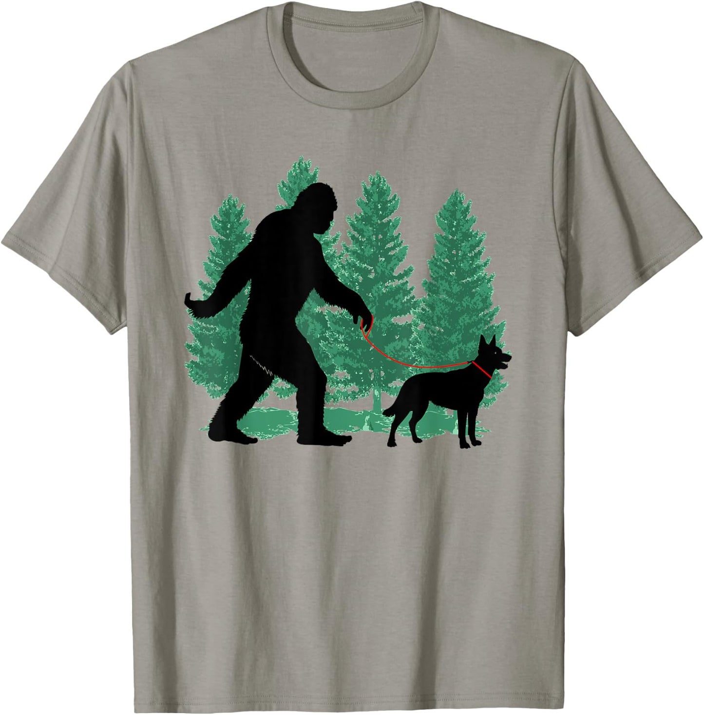 Funny Bigfoot Walking An Australian Kelpie Dog Lovers Owner Men Women Girls Kids T-Shirt - T-Shirt | Sand