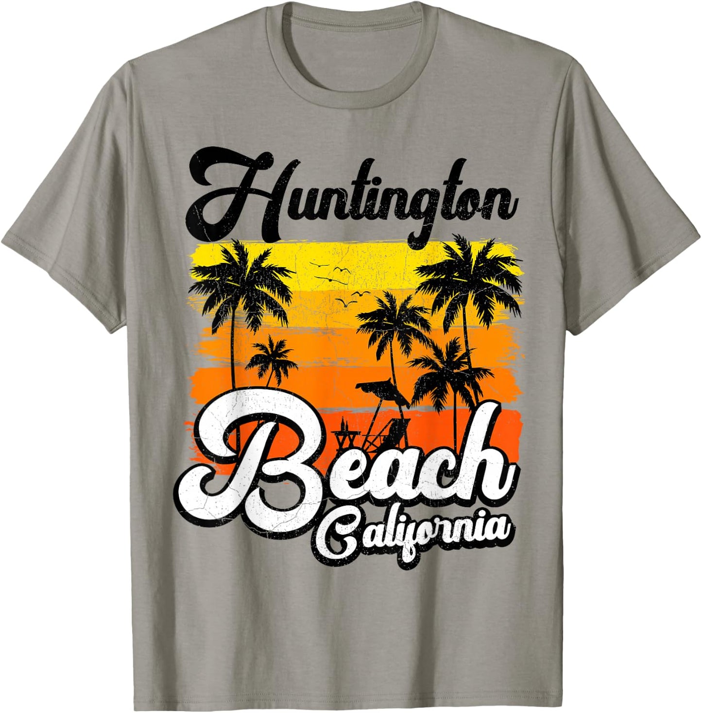 Vintage Palm Tree Beach Vacation California Huntington Beach T-Shirt - T-Shirt | Sand