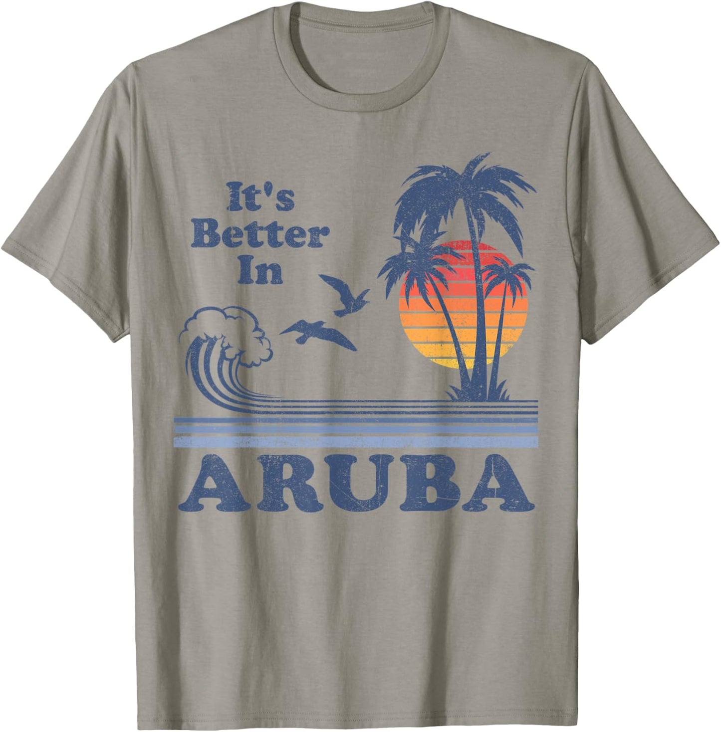 It's Better In Aruba Vintage Beach Vacation Retro 80's 70's Men Women Kids T-Shirt - T-Shirt | Sand