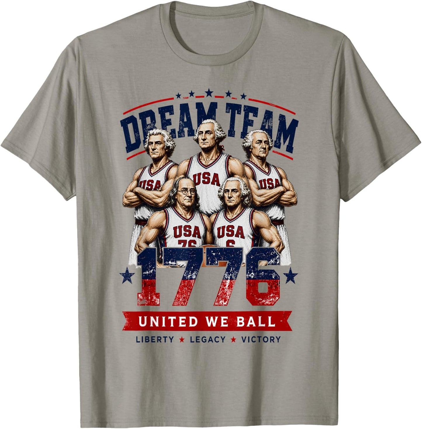 Dream Team 1776 Funny Founding Fathers Basketball 4th July T-Shirt - T-Shirt | Sand