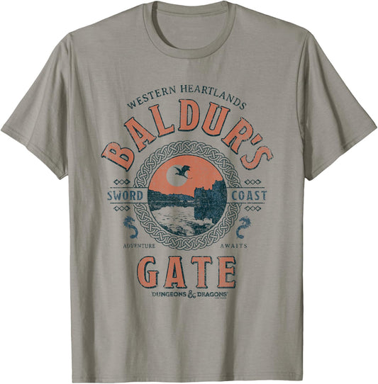 Dungeons & Dragons Adventure Awaits at Baldur's Gate T-Shirt - T-Shirt | Sand