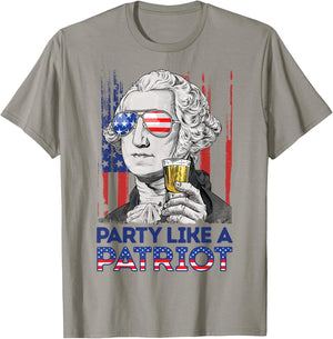 George Washington 4th Of July Party Like A Patriot Men Women T-Shirt - T-Shirt | Sand