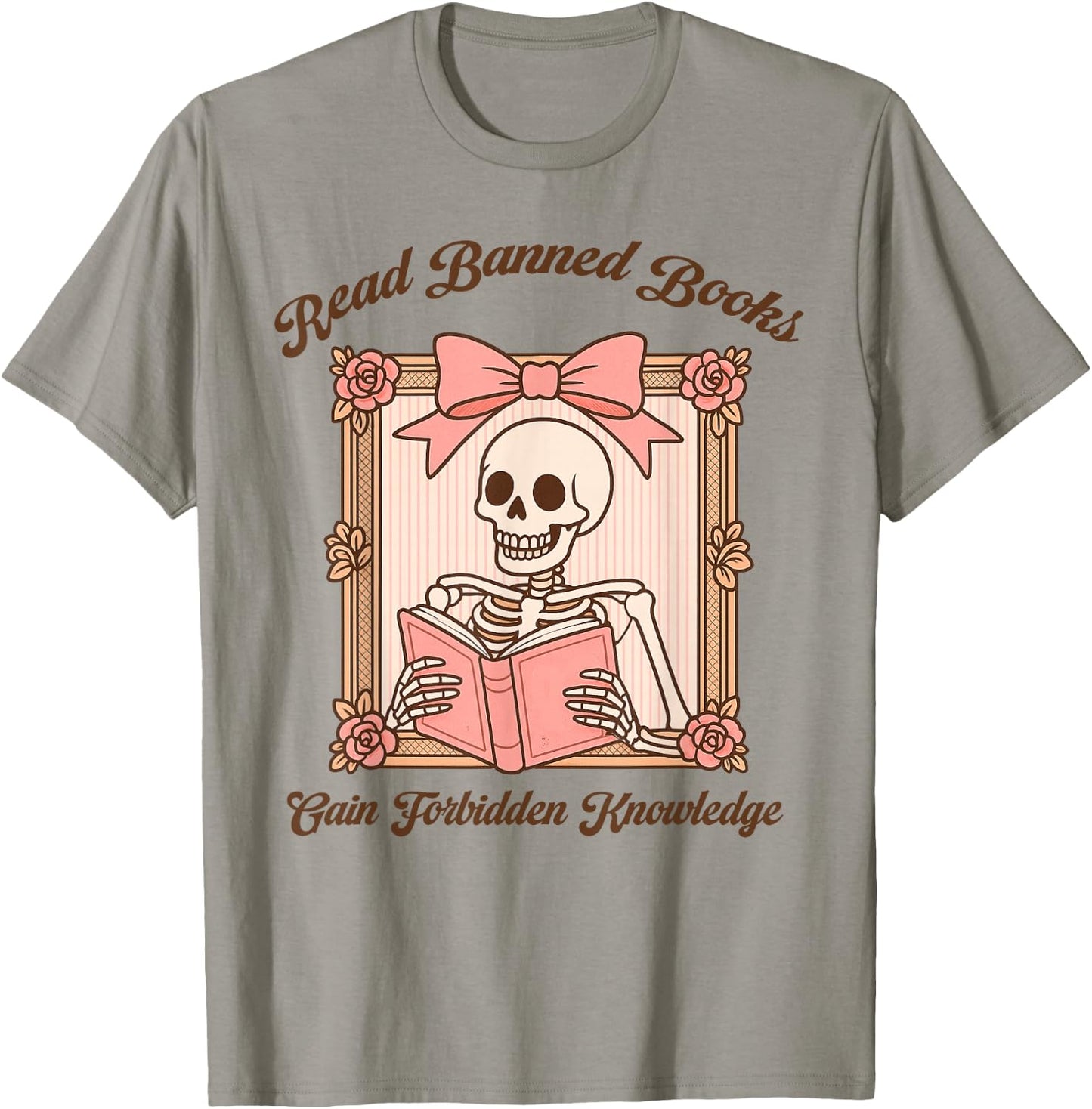 Banned Book Reading Skeleton Bookish Read Banned Books T-Shirt - T-Shirt | Sand