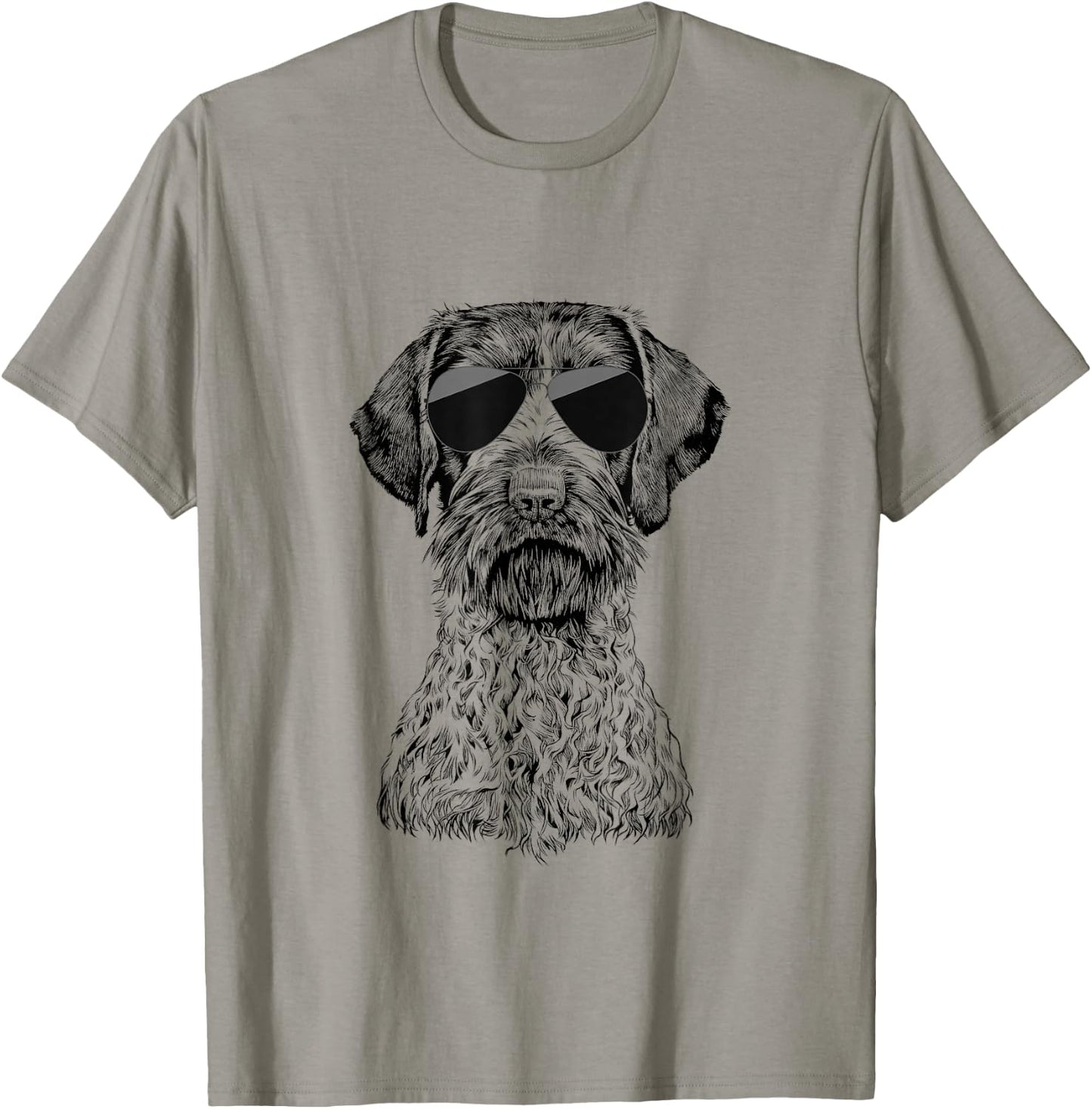 German Wirehaired Pointer GWP Dog with Sunglasses T-Shirt - T-Shirt | Sand