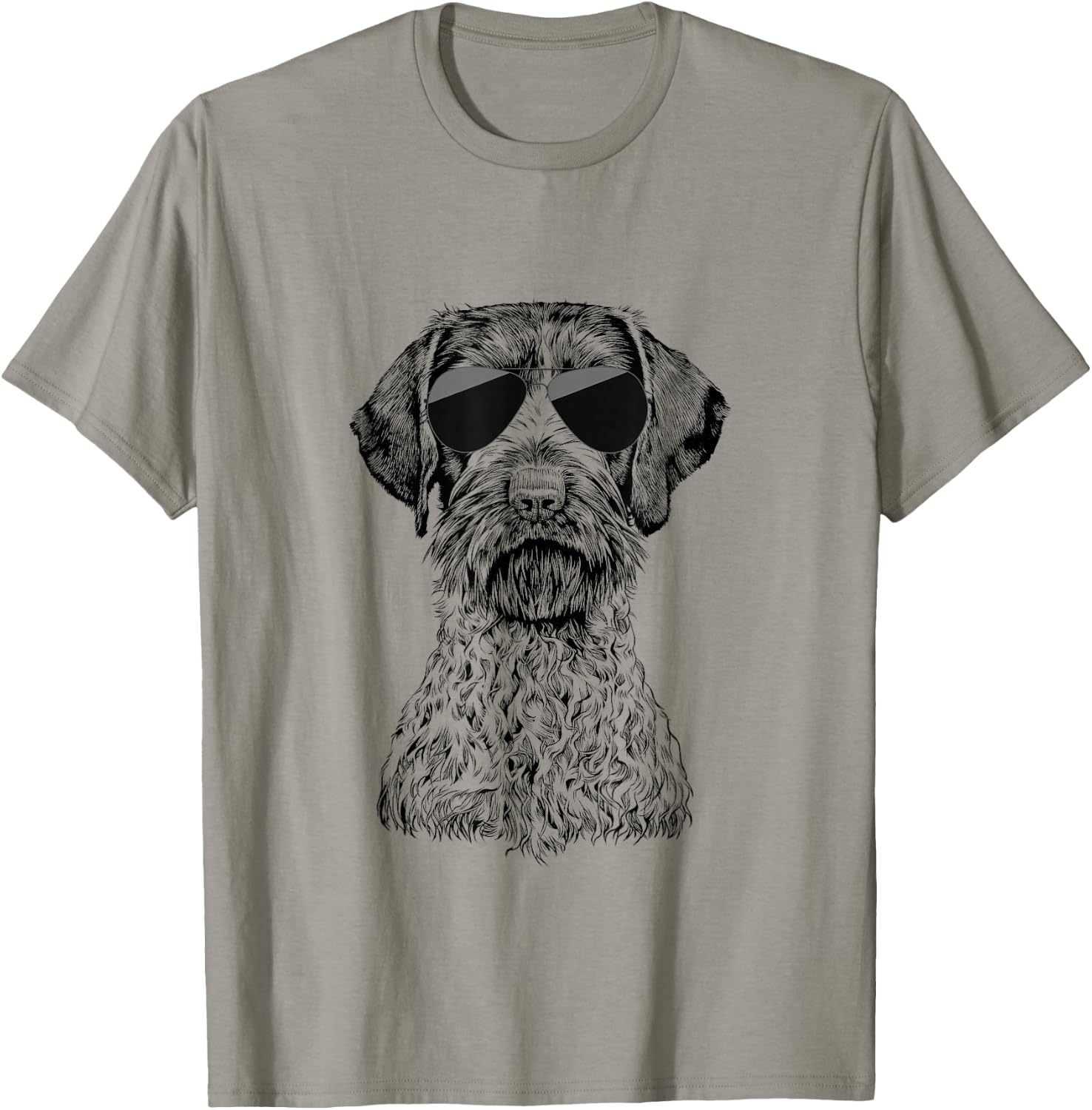 German Wirehaired Pointer GWP Dog with Sunglasses T-Shirt - T-Shirt | Sand