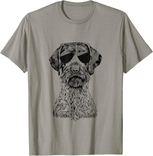 German Wirehaired Pointer GWP Dog with Sunglasses T-Shirt - T-Shirt | Sand