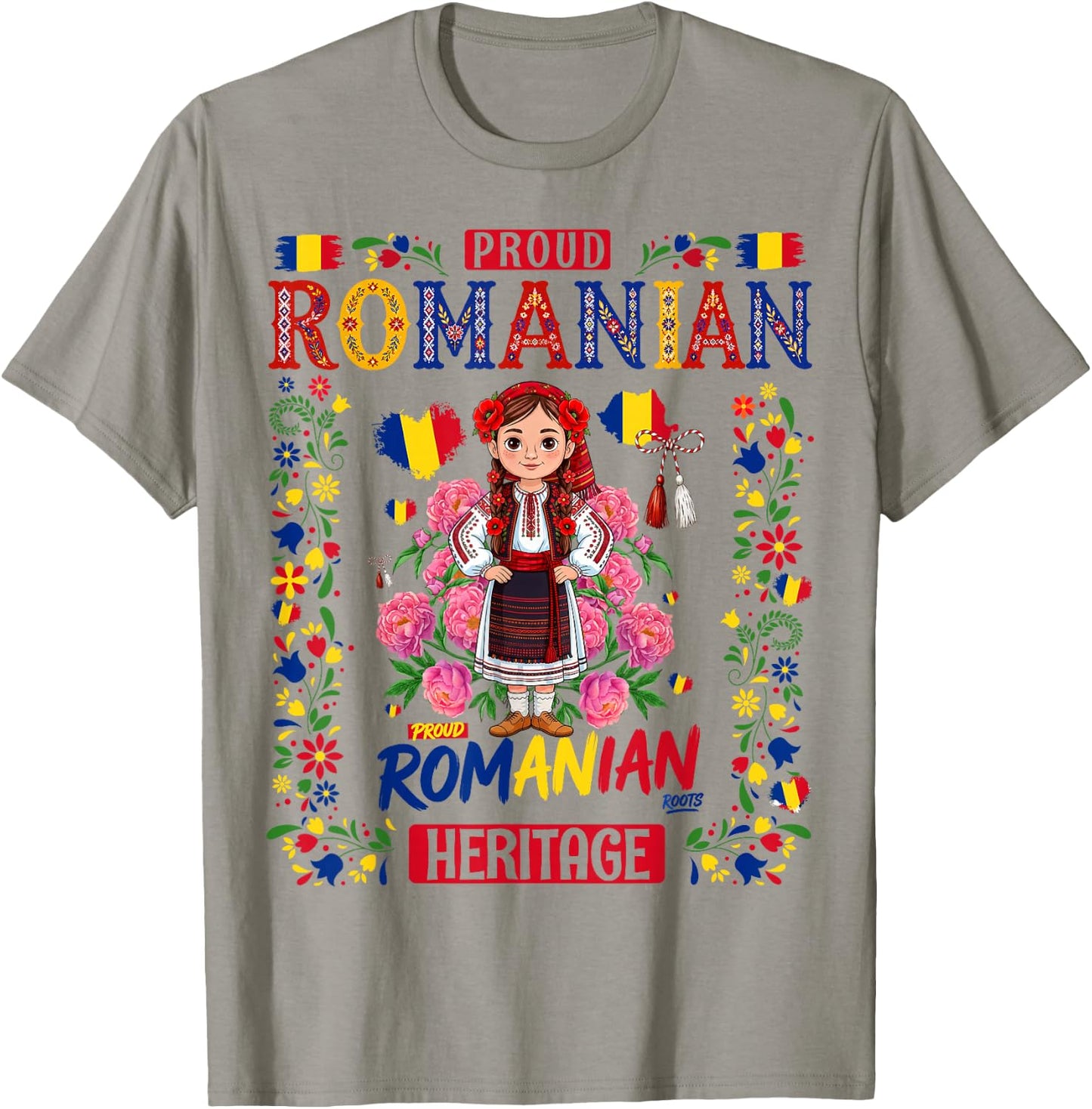 Romanian Flag Outfit Idea for Girls & Romania Folk Themed T-Shirt - T-Shirt | Sand