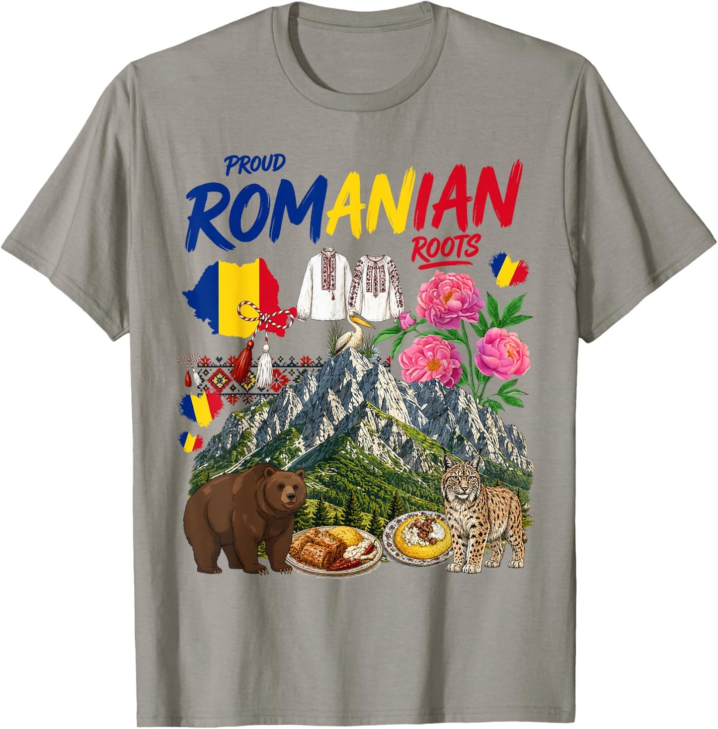 Romania Costume Themed Outfit Idea & Romanian Flag T-Shirt - T-Shirt | Sand