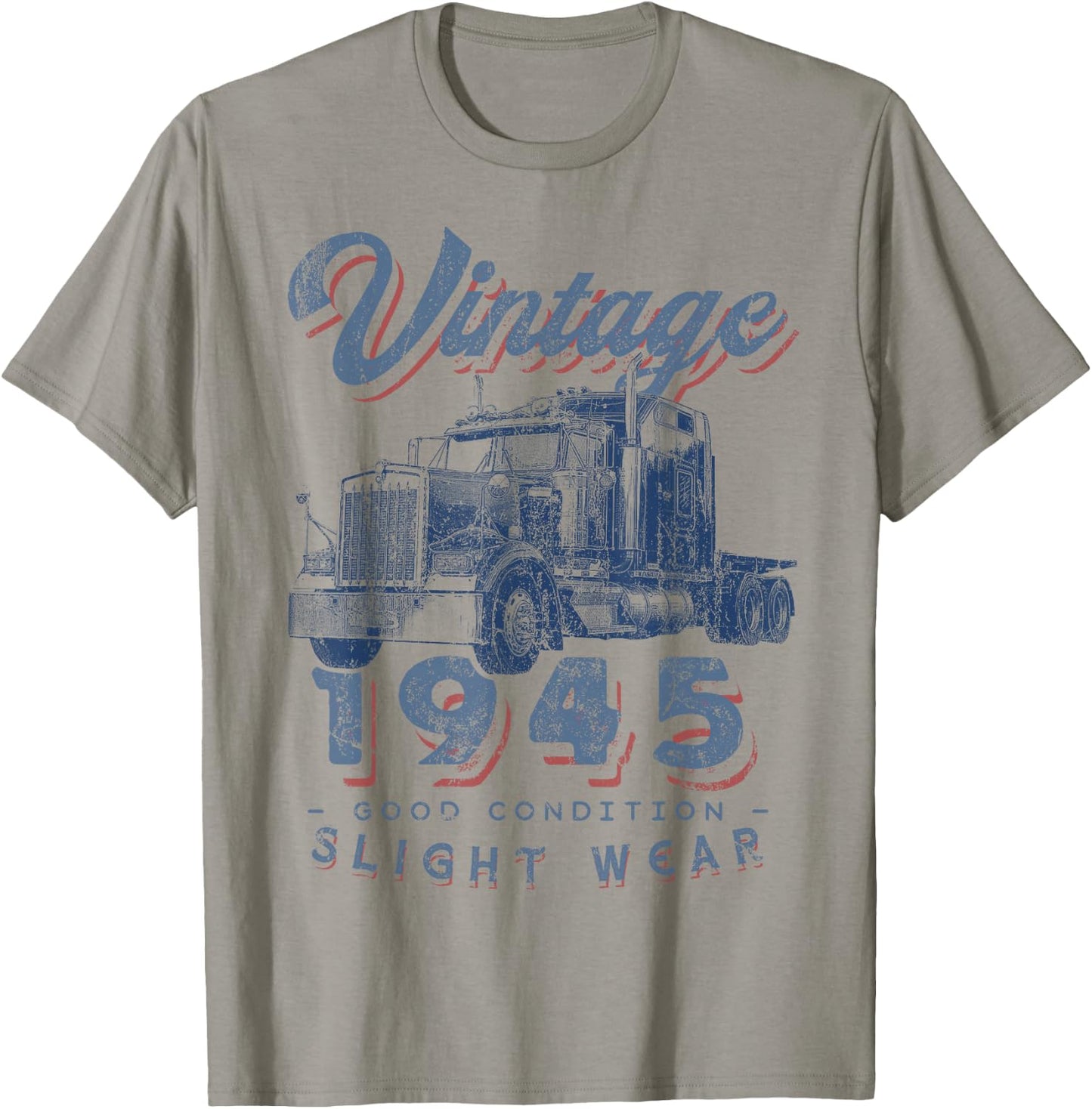Vintage 1945 Trucker Big Rig Truck Driver 77th Birthday T-Shirt - T-Shirt | Sand