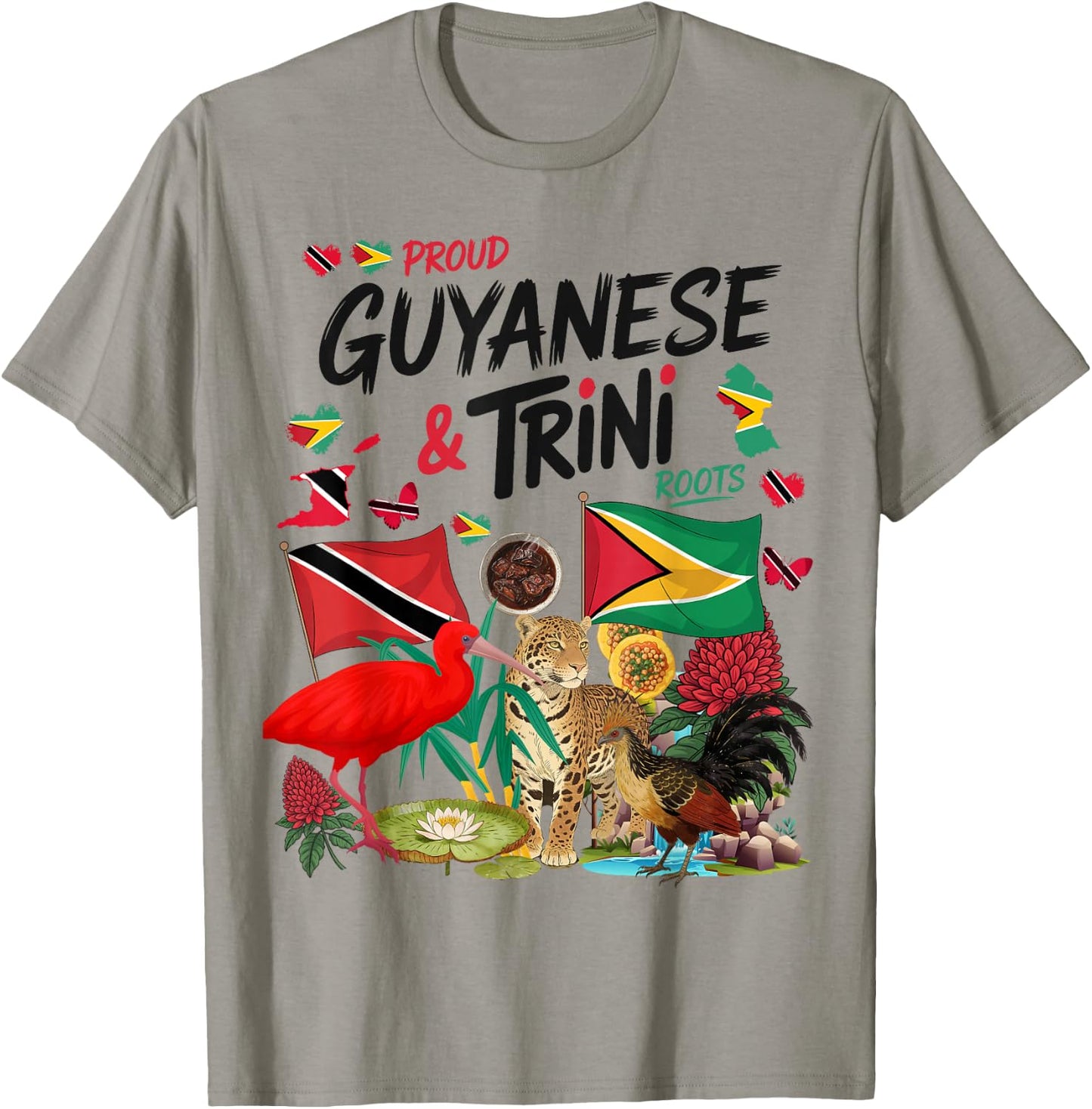 Trinidad & Guyana Flag Outfit Idea for Kids Guyanese Roots T-Shirt - T-Shirt | Sand