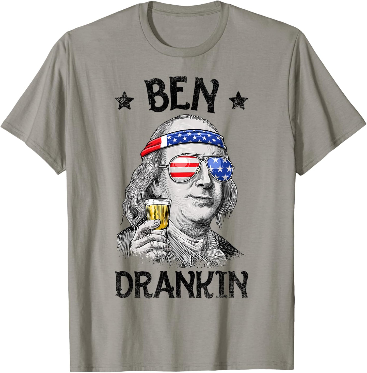 Ben Drankin 4th of July Benjamin Franklin Men Women USA Flag T-Shirt - T-Shirt | Sand