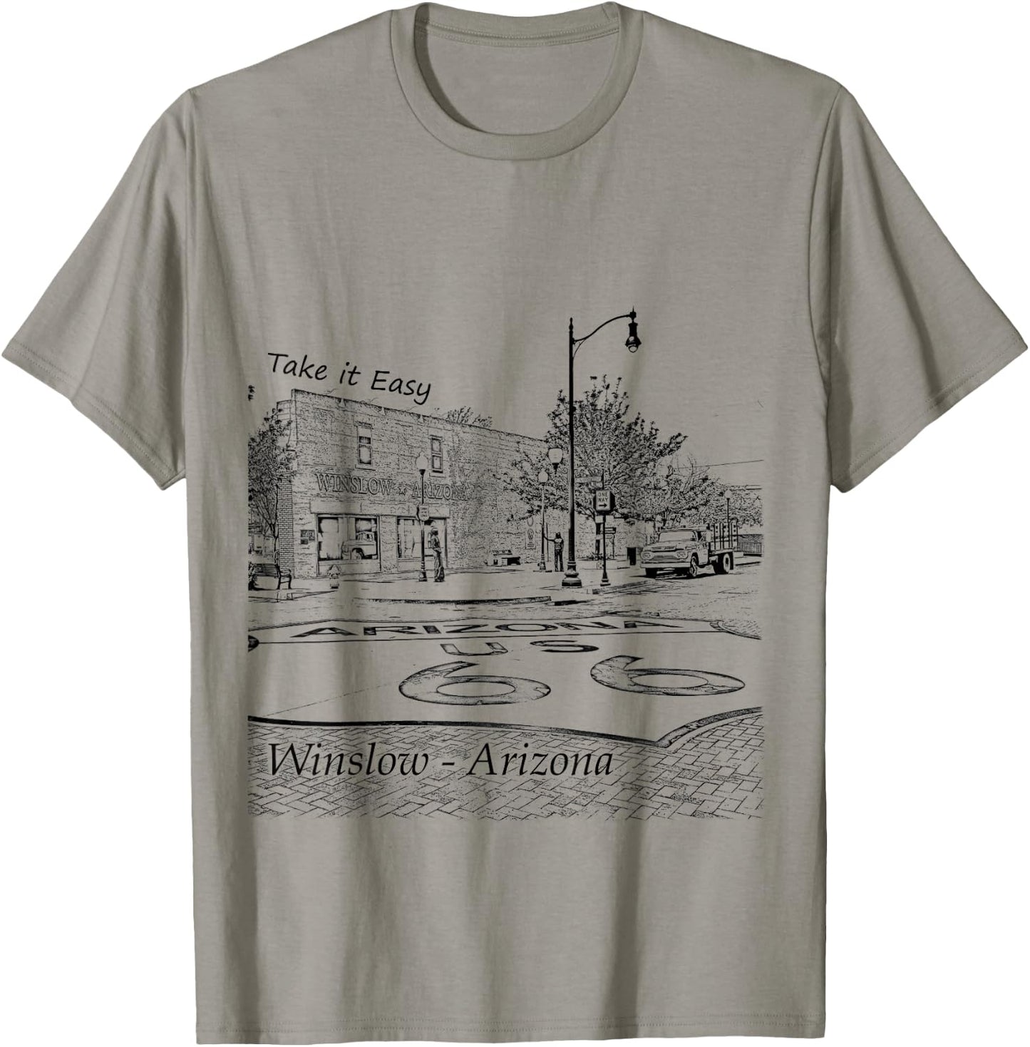 Winslow Arizona AZ US 66 take it Easy est. 1926 Mother Road T-Shirt - T-Shirt | Sand