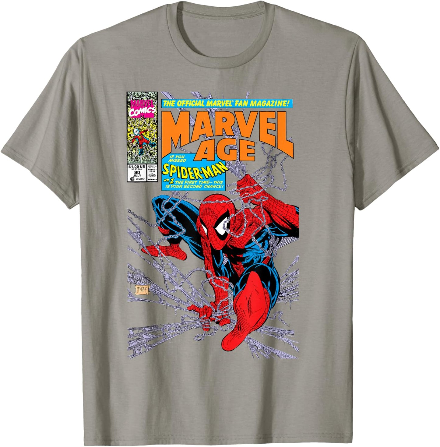 Marvel Comics Spider-Man Retro Comic Book Cover 90s T-Shirt - T-Shirt | Sand