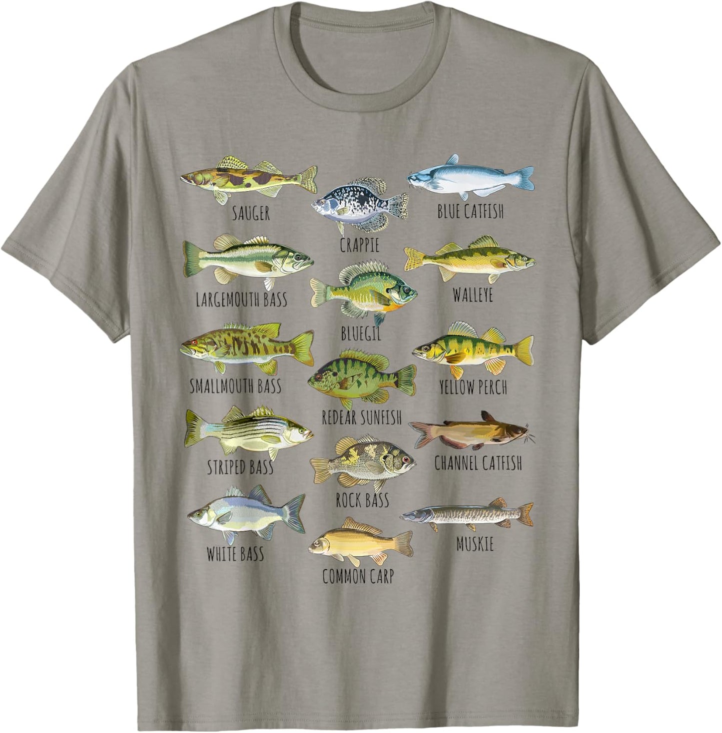 Fish Species Biology Types Of Freshwater Fish Fishing T-Shirt - T-Shirt | Sand