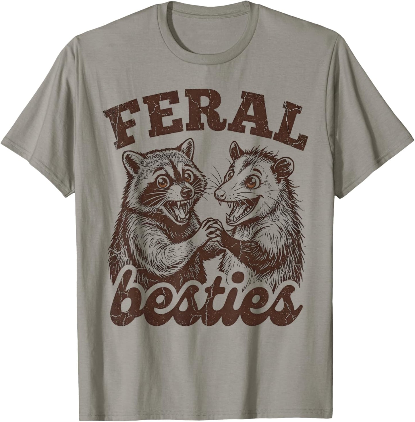 Possum Feral Besties Matching Friend Twinning Funny Friends T-Shirt - T-Shirt | Sand