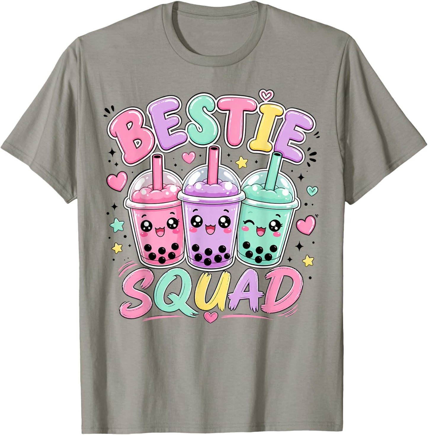 Bestie Squad Twins Day for Girls Bubble Tea Best Friend T-Shirt - T-Shirt | Sand