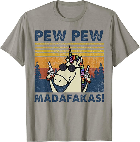 Unicorn Pew Pew Vintage T-Shirt - T-Shirt | Sand
