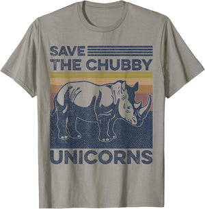 Save the Chubby Unicorns Rhinoceros Animal Lovers T-Shirt - T-Shirt | Sand