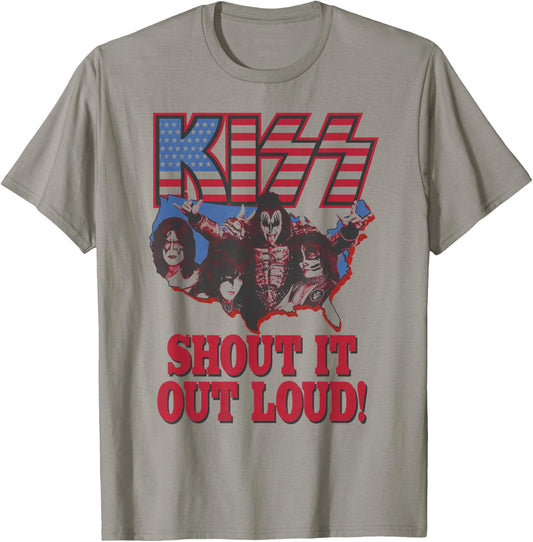KISS - Shout It Out Loud USA T-Shirt - T-Shirt | Sand