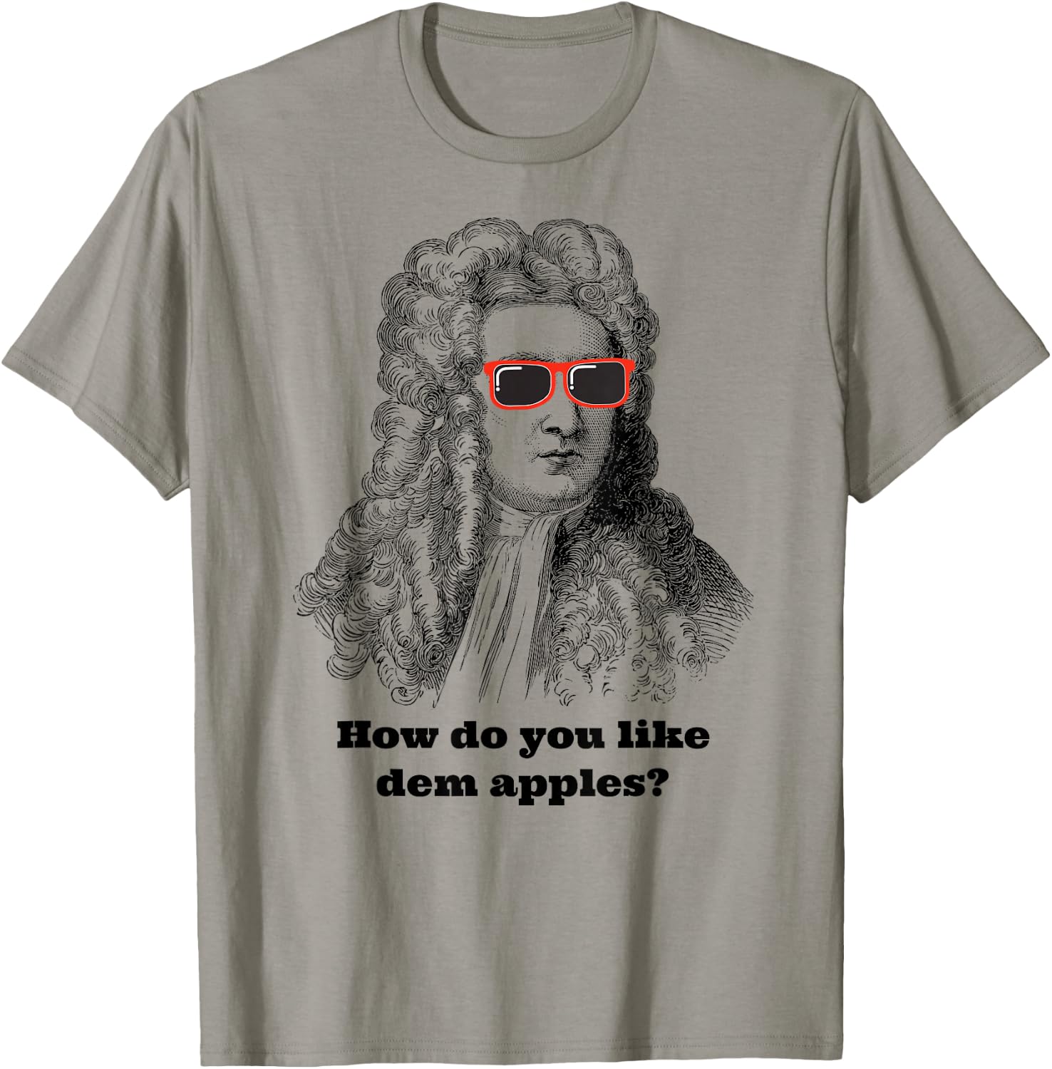 Sir Isaac Newton Funny Apple Gravity T-Shirt - T-Shirt | Sand