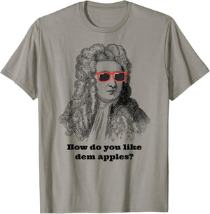 Sir Isaac Newton Funny Apple Gravity T-Shirt - T-Shirt | Sand