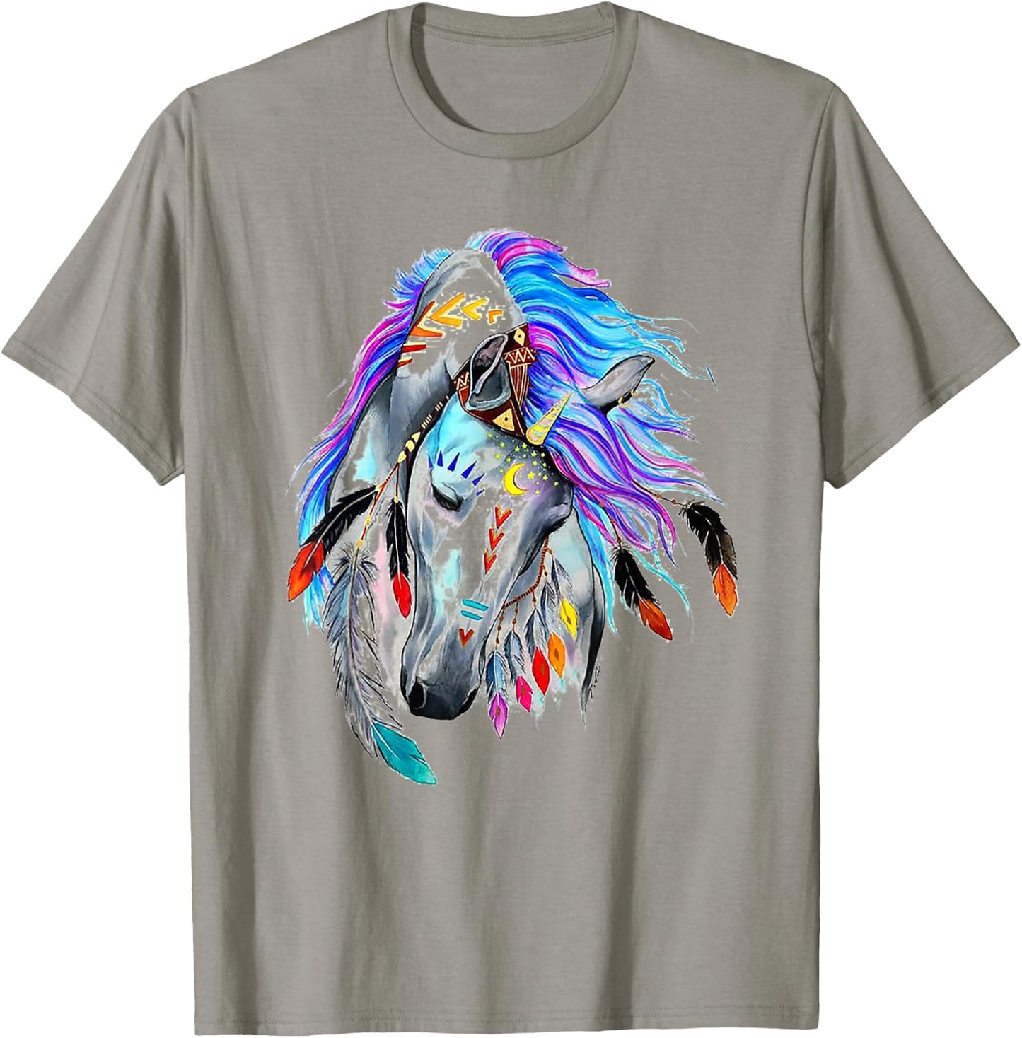 Wind Horse Indian Tribal Art Native American Horse Lovers T-Shirt - T-Shirt | Sand