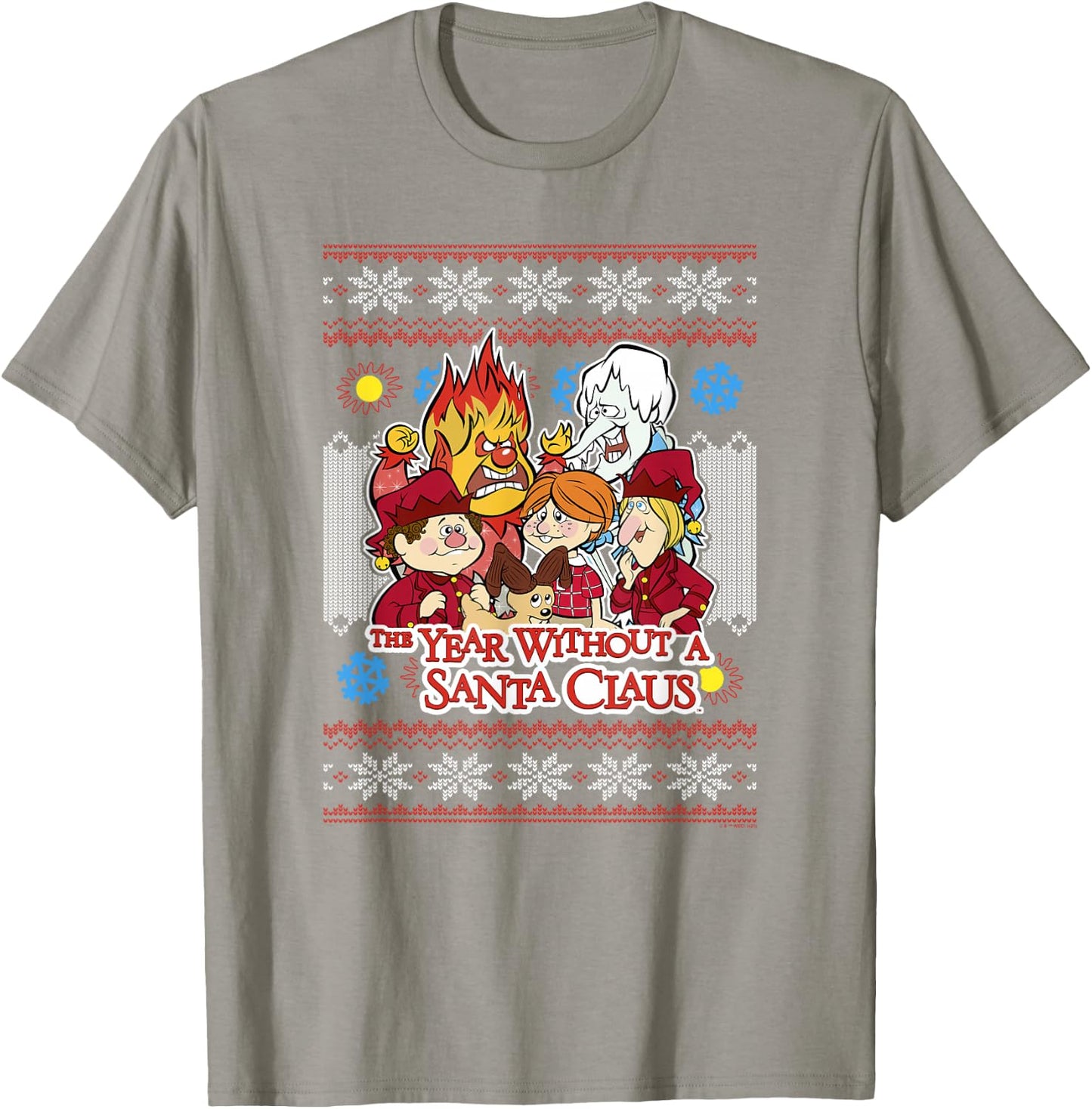 The Year Without A Santa Claus Group Shot Sweater Pattern T-Shirt - T-Shirt | Sand