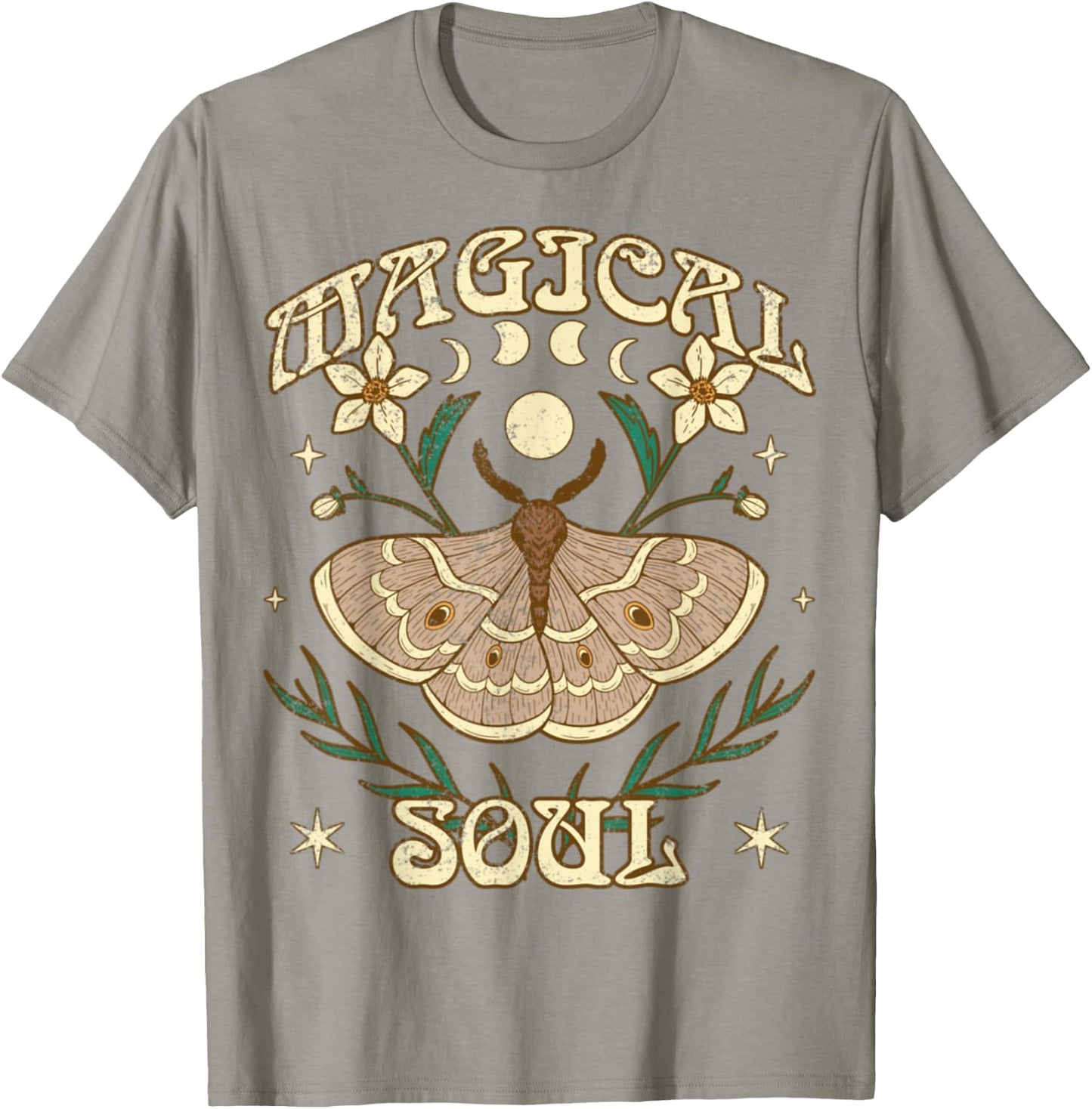 Bohemian Boho Lunar Moth Moon Phases Vintage - Magical Soul T-Shirt - T-Shirt | Sand