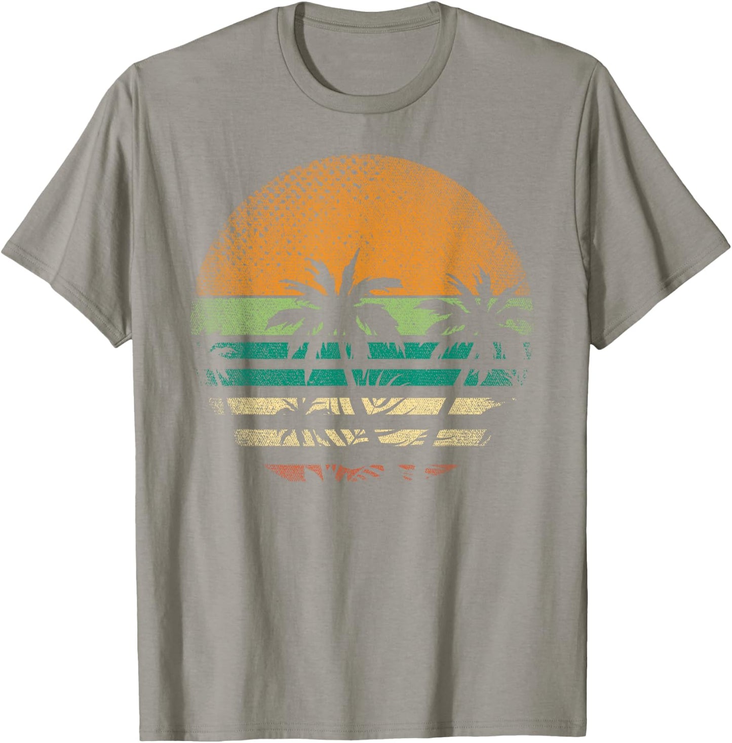 Sunset Beach Palm Trees Summer Vibes Retro Tropical Summer T-Shirt - T-Shirt | Sand