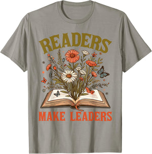 Reading Squad Book Lover Bookish Floral Readers Make Leaders T-Shirt - T-Shirt | Sand