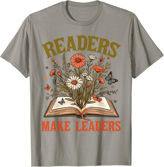 Reading Squad Book Lover Bookish Floral Readers Make Leaders T-Shirt - T-Shirt | Sand