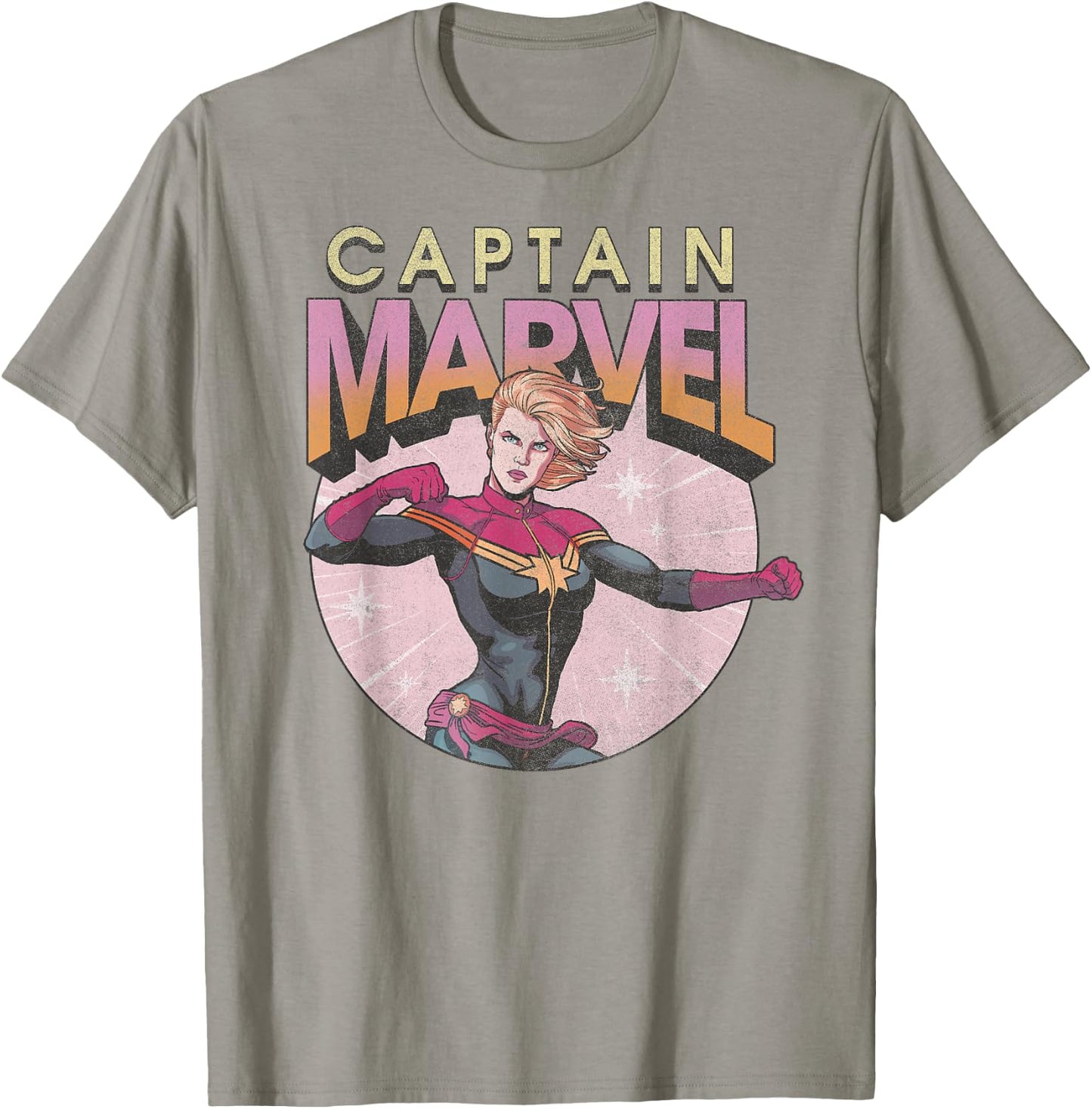 Marvel Comics Captain Marvel Distressed Vintage Circle Logo T-Shirt - T-Shirt | Sand