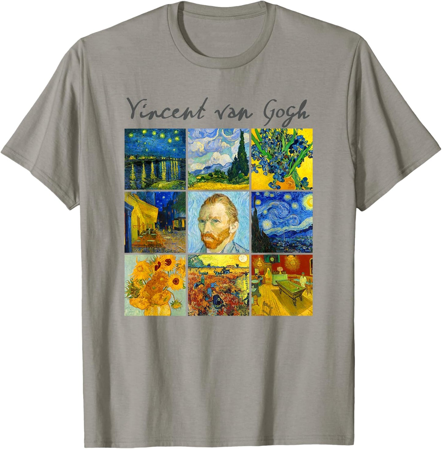 Famous Van Gogh Paintings Art Starry Night Flowers Portrait T-Shirt - T-Shirt | Sand