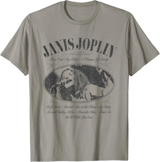 Popfunk Janis Joplin Pearl Bottle Label - Women's Classic Fit White Short Sleeve Letter Print - Small T-Shirt - T-Shirt | Sand