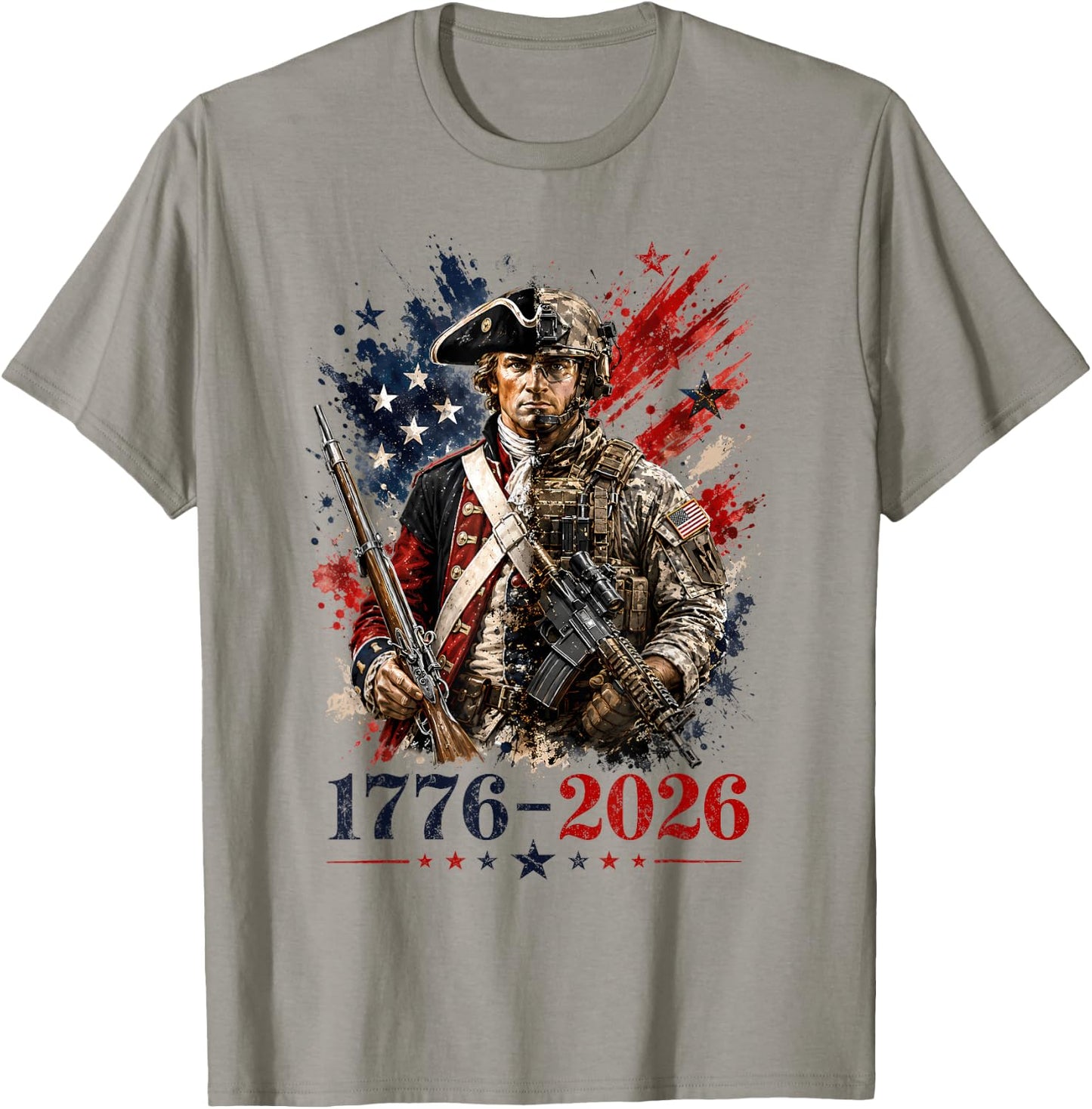 Patriotic 1776 2026 Soldier 250th Anniversary USA 4th July T-Shirt - T-Shirt | Sand