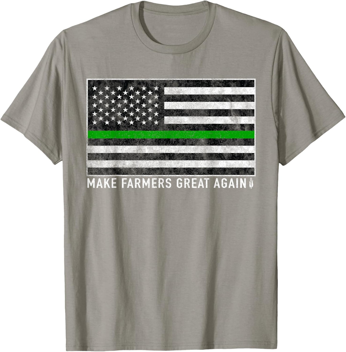 Make Farmers Great Again Shirt US Flag Green Line T-Shirt - T-Shirt | Sand
