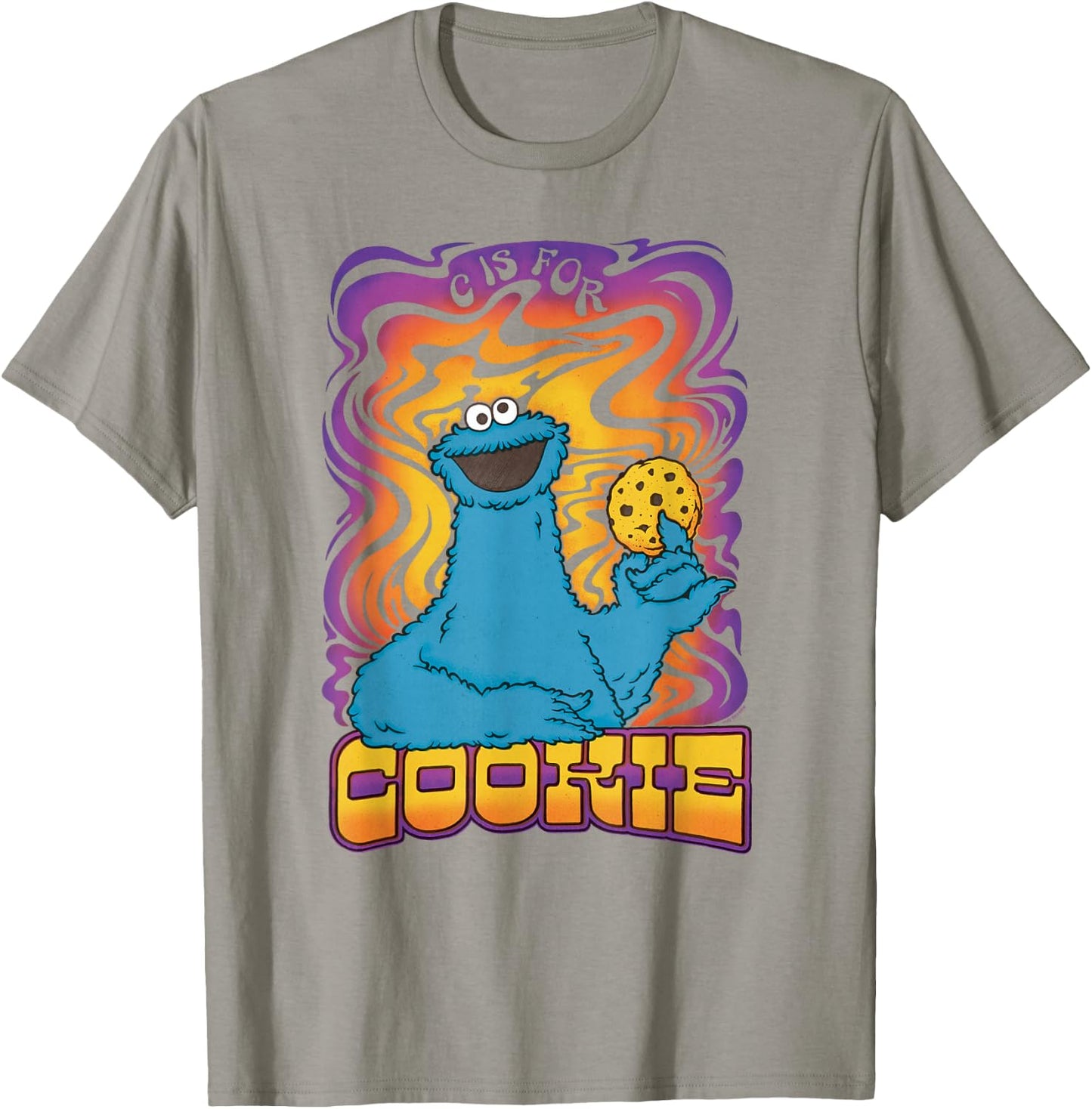 Sesame Street Psychedelic Cookie Monster C Is For Cookie T-Shirt - T-Shirt | Sand