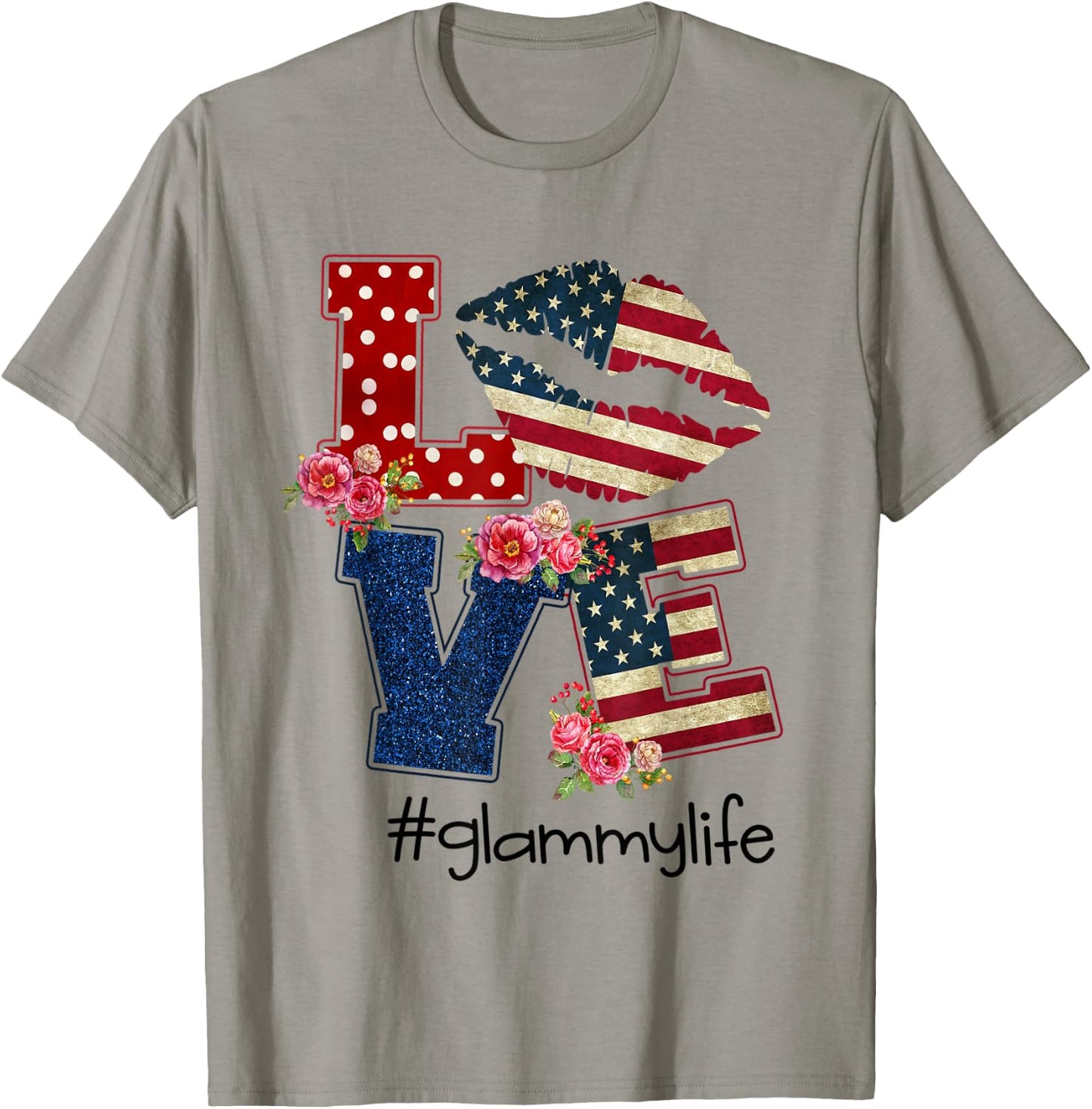Love Glammy life -Lips flag-Gift Independence day Men T-Shirt - T-Shirt | Sand