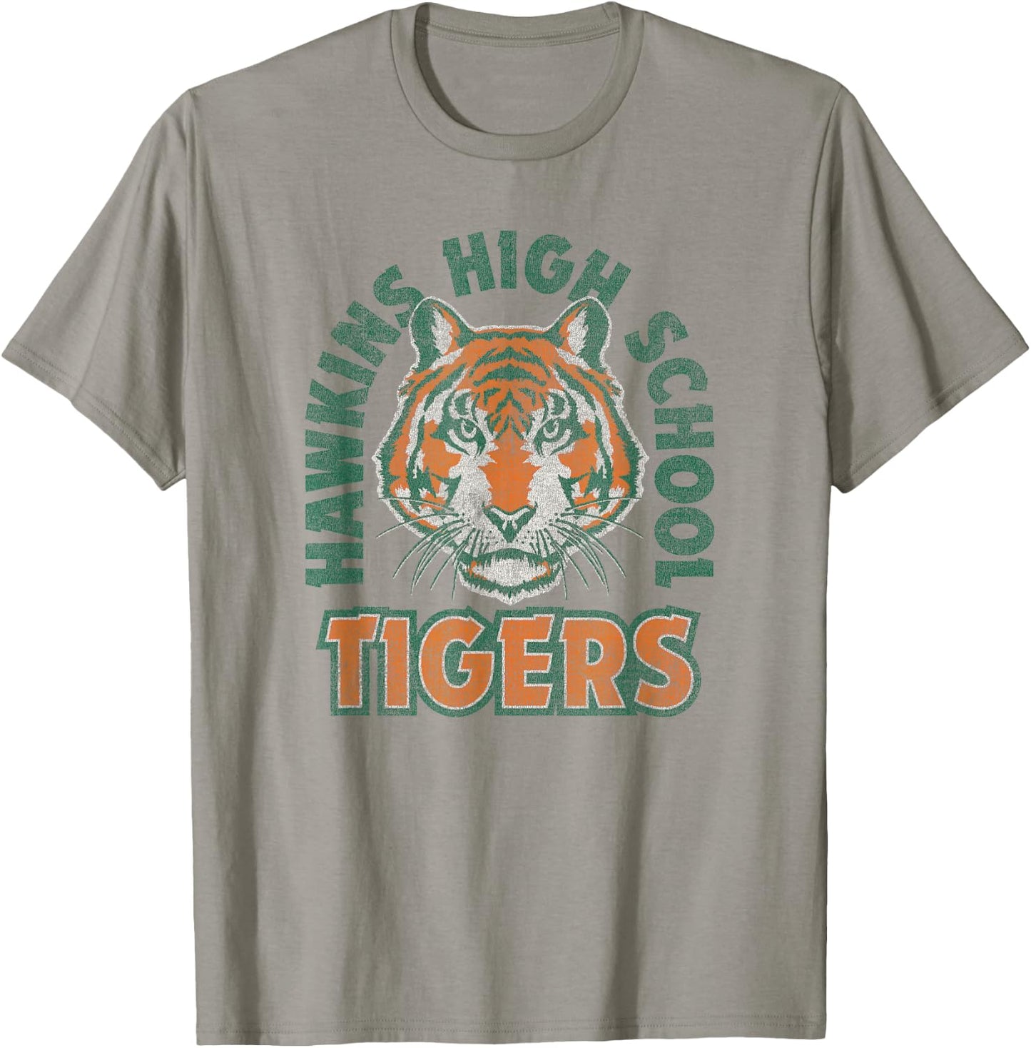 Stranger Things 4 Hawkins Tigers Faded Logo T-Shirt - T-Shirt | Sand