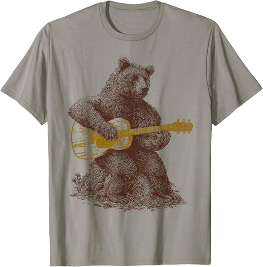Bear plays guitar T-Shirt - T-Shirt | Sand