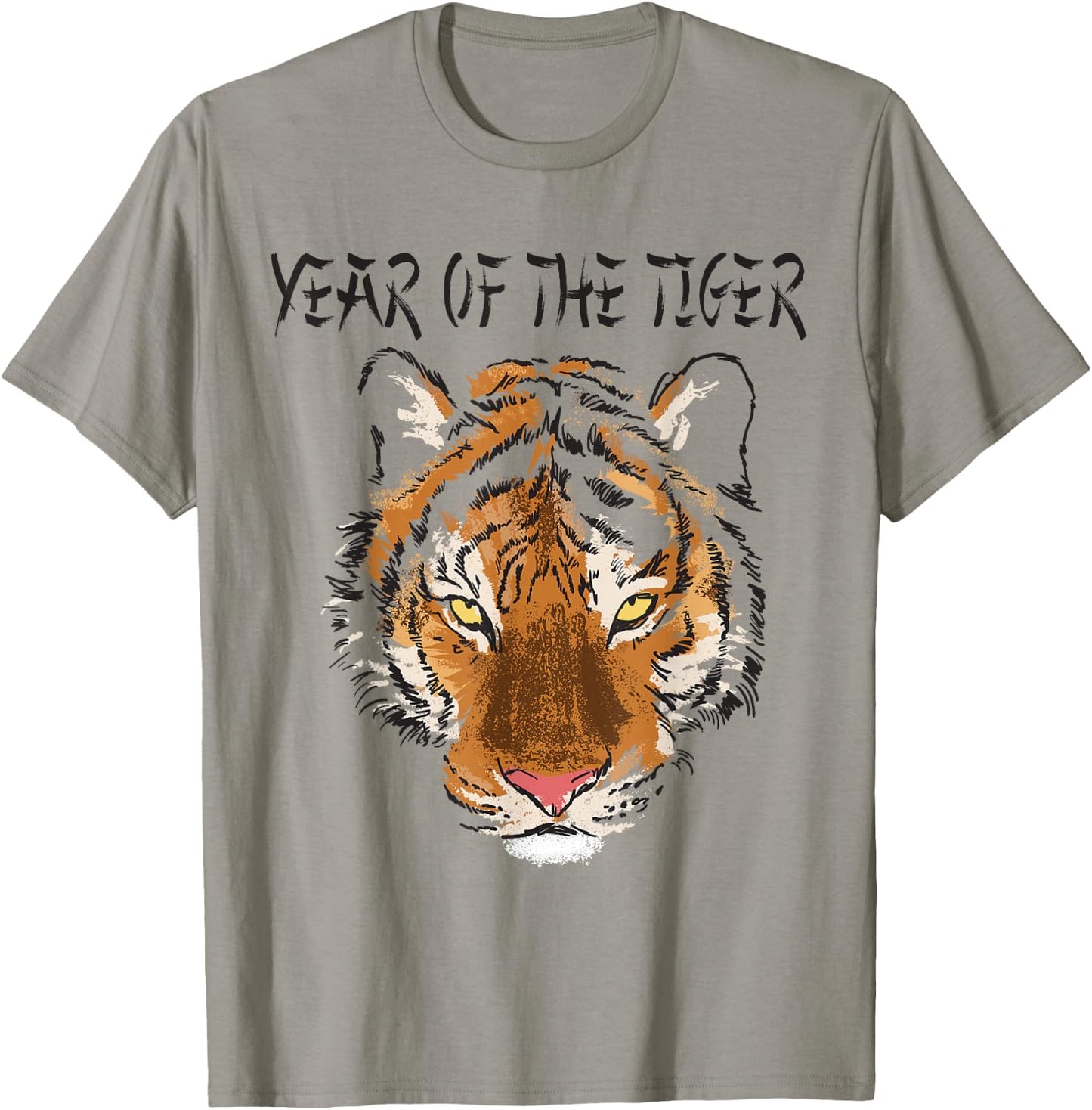 Chinese Zodiac Tiger the Year of the Tiger with Tiger Face T-Shirt - T-Shirt | Sand