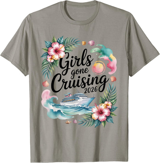 Bachelorette Cruise Girls Trip Girls Gone Cruising 2026 T-Shirt - T-Shirt | Sand