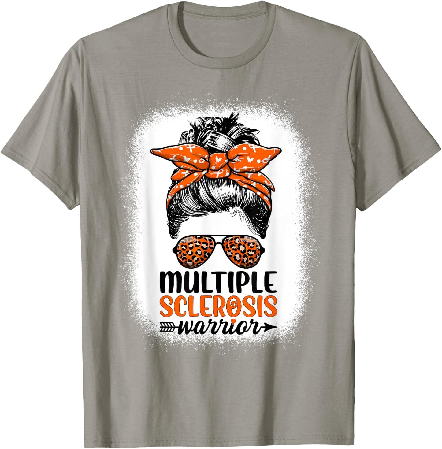MS Warrior Messy Bun - Multiple Sclerosis Awareness T-Shirt - T-Shirt | Sand