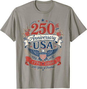 250th Anniversary USA Women Vintage Patriotic 1776 2026 T-Shirt - T-Shirt | Sand
