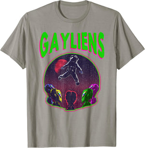 Gaylien's Gay LGBT Rainbow Space Alien Moon Astronaut Gift T-Shirt - T-Shirt | Sand
