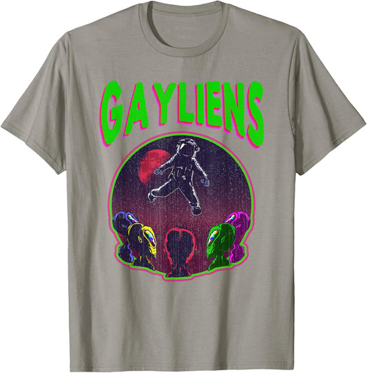 Gaylien's Gay LGBT Rainbow Space Alien Moon Astronaut Gift T-Shirt - T-Shirt | Sand
